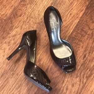 Crocodile Peep Toe Heels